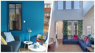 75 Blue Vinyl Floor Living Room Design Ideas You'll Love 🔴