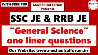 General Science Important Questions | SSC JE | RRB JE Preparation 2019