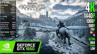 GTX 1650 | Hogwarts Legacy - 4K, 1440p, 1080p, 900p, 720p, FSR 3.1 - Ultra, High, Medium, Low