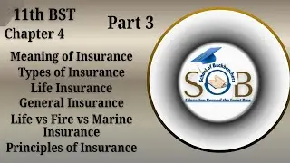 11th Business Studies Chapter 4 Part 3 | Life, Fire & Marine Insurance | Principles of Insurance
