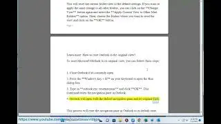 Reset Microsoft Outlook view to default on Windows