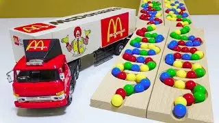 Marble Run ASMR Race ☆ HABA Slope & Dump Truck Excavator Ambulance Forklift Garbage Truck Tractors