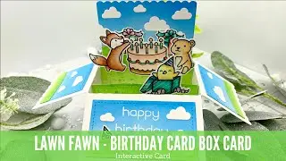 Birthday Party | Interactive Box Card with Lawn Fawn and Copic Coloring