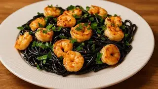 Black Spaghetti & Garlic Shrimp &mdash; Halloween Special 🍝🎃