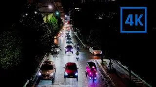 Late Night Bangkok Traffic Ambience | Urban Street Sounds for Relaxation & Productivity [4K]