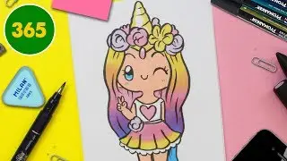 hur man ritar enhörning tjej Kawaii steg för steg