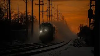 Cinematic Sunset + AMTK 352 Going 110MPH - Dowagiac, Michigan.