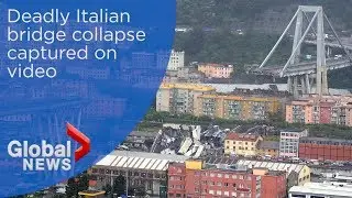 Italy bridge collapse: Police helplessly look on as bridge crumbles