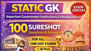 Static GK -  Important Government Institutions & HQ | 100 SURESHOT Q&A | SUCCESS DREAM PATH |
