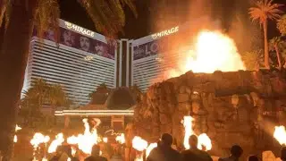 The Mirage Volcano Show on the Las Vegas Strip - 3 Different Views of Full Volcano Eruption and Fire