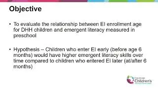 Association of Age of Enrollment in Early Intervention with Emergent Literacy in Children