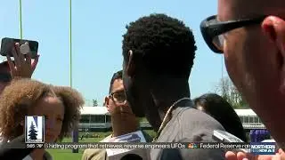 Jordan Addison addresses media at training camp