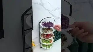 Kitchen countertop multi-layer wall-mounted food preparation tray storage rack #kitchendesign