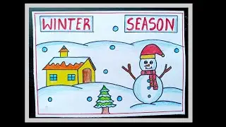 Winter season drawing | Winter drawing | Snowman ⛄ drawing | Snowman tree 🎄 drawing easy #art #yt 