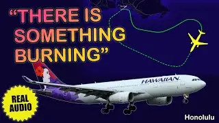 Burning smell on board. Hawaiian A330 declared an emergency after takeoff from Honolulu. Real ATC