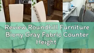 Review Roundhill Furniture Biony Gray Fabric Counter Height Stools with Nailhead Trim, Set of 2