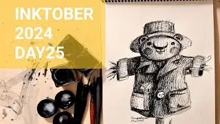 Inktober 2024 day25 /Scarecrow Bear version#inktober#inktober2024#scarecrow#bearversion#drawing#cute