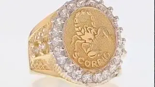 Solid Yellow Gold Mens Zodiac CZ Ring - Scorpio (JL#1933)