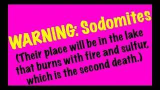 WARNING: Sodomites (Their place will be in the lake that burns w/fire & sulfur, i.e. the 2nd death.)