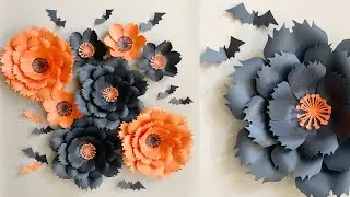 DIY Halloween Decoration | Paper Flower Tutorial | Paper Flower Halloween Wall Decoration