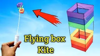 How to make box kite from plastic bag,flying box kite,3d box patang kese banate he