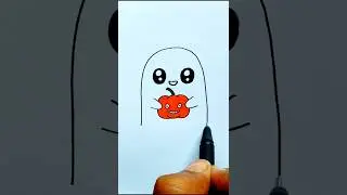 🎃 Милое привидение держит тыкву 👻 | Простой рисунок на Хэллоуин для детей 🧡 | Простой урок по рис...