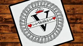 Vedika Name Mandala Drawing step by step | Name Art @SweetyKiClasses