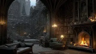 winter night gothic library ambience for reading, relax [ dark academia playlist ]