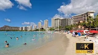 [4K] Waikiki Beach Walking Virtual Tour - The Most Beautiful Places In The World