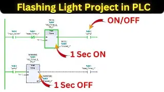 Flashing Light project in PLC | TIA portal Ladder Logic programming tutorial