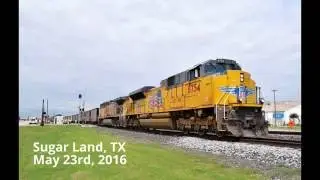 UP 8754 Leads a Loaded Rock Train - Sugar Land, TX
