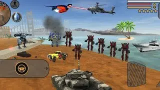 Vegas Crime Simulator (Army Tank vs Alien Robot Car) Army Tank Destroy All Robot Car - Gameplay HD