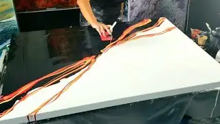 BIG CANVAS Half-n-Half - 3ft x 4ft Abstract Art / Acrylic Pouring / Fluid Art / Florida Artist
