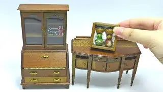 Realistic Handmade Miniature Wood Cabinet Shelves & Furniture Display