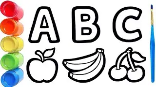 ABC Fruits Drawing, Painting & Coloring for kids, toddlers | How to draw ABC Fruits for kids