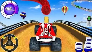 Flying Monster Truck Stunt Racing Car Games 😱 Mega Ramp Impossible Jump | Extreme Sky Stunts Game 