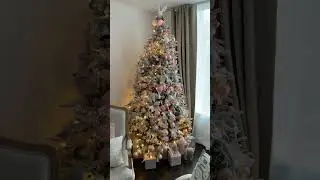 Christmas 2022 Tree - Flocked with lots of Pink ornaments #pinkmas