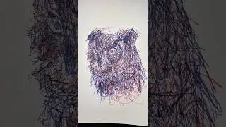 Abstract Owl drawn with both my hands #timelapse #owl #drawing #ambidextrous #pendrawing #nature