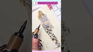 Stampa CAMOUFLAGE con Pantoni Fashion Illustration disegno figurino moda Patoo74 | Drawing Timelapse