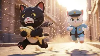 [Kids Song🎵] Golden Fish Chase!  Thief Cat vs. Police Kitten 🚓