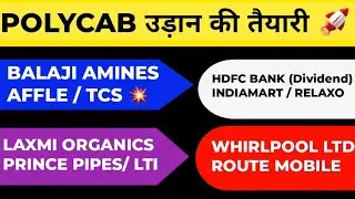 POLYCAB SHARE NEWS | AFFLE SHARE NEWS | PRINCE PIPES SHARE NEWS | LAXMI ORGANICS | ROUTE MOBILE |TCS