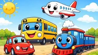🚗 Vehicles Song for Kids | Car Bus Train Aeroplane 🚆✈️ | Baby Rhymes in Hindi | 2D Cartoon #nursery