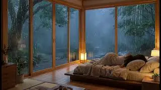 Rain Sounds For Sleeping Cabin Bedroom | No Music Sleep Sounds  Relaxing