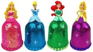 DIY Play Doh Sparkle Disney Princess Dresses Frozen Elsa Ariel Magiclip Super Glitter Play Doh Dress