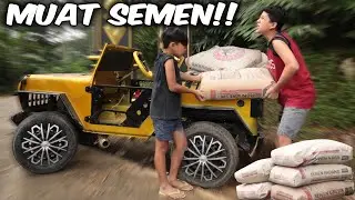 JEEP MUAT SEMEN❗❗ DITDIM BANTU BUNDA, MUATAN SEMEN PAKAI MINI JEEP RUBICON, KUAT GAK YA?
