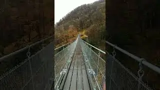 Ponte Tibetano Carasc - Fog View from Suspension Bridge near Bellinzona, Switzerland