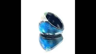 Handmade Glass Acrylic Ring Aqua Artistry Infinity Band I JEWELNJOY #acrylicrings