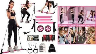 HOTWAVE Pilates Bar Kit with Resistance Bands. Fitness Bar with Ab Roller for Abs Workout.