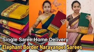 Narayanpet Small Elephant Border Sarees || #sowjanyastudios #sowjanyastudiossarees