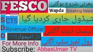 FESCO Job's | SDO(Jr Engineers) | Revenue Officer | Jobspak Official ||